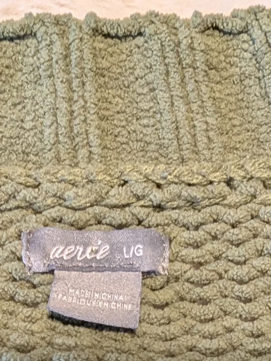 Aerie Olive Green V-Neck Knit Sweater - Picture 5 of 5